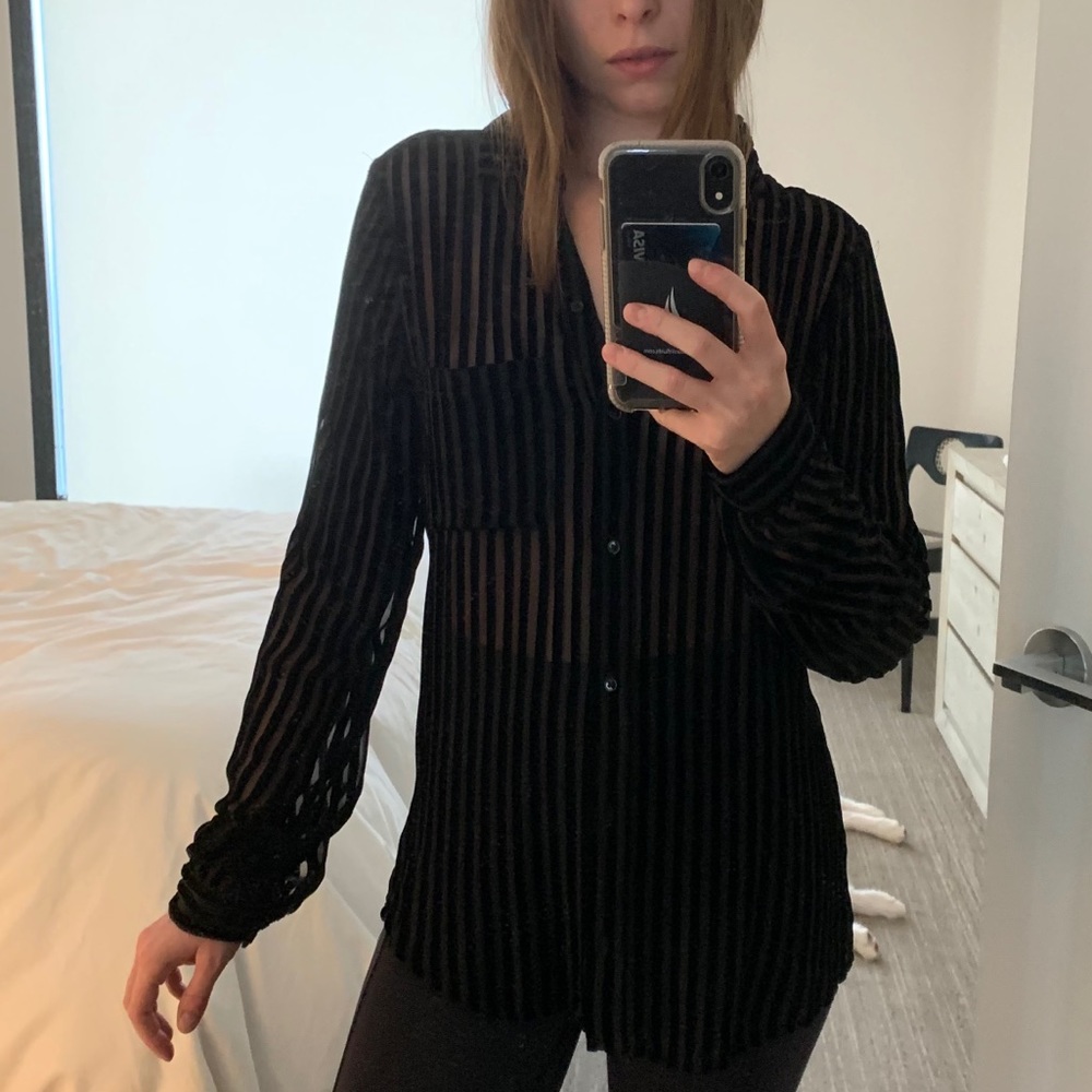 Paige velvet stripe blouse size S